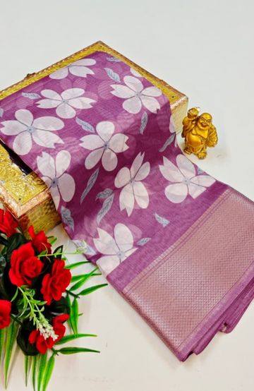 Dailywear cotton sarees premium look lightweight comfortable wear - MAUVE COLOUR (2)