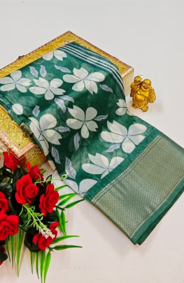 Dailywear cotton sarees premium look lightweight comfortable wear - LIGHT GREEN SHADE (2)