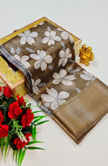 Dailywear cotton sarees premium look lightweight comfortable wear - BROWN (7)