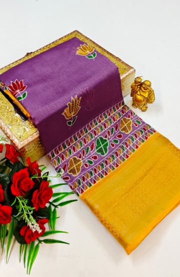 Dailywear cotton sarees premium look lightweight comfortable wear - PLUM COLOUR (2)