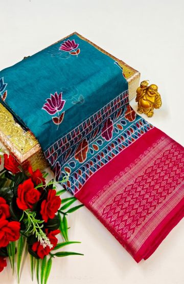 Dailywear cotton sarees premium look lightweight comfortable wear - LIGHT BLUE (1)