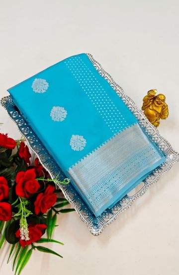 A "one gram gold trending tissue saree" typically refers to a saree made from a lightweight, sheer fabric known as tissue - NORMAL GREEN (1)