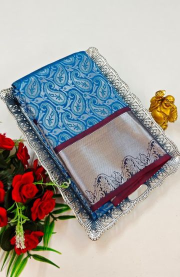 KUBERA ELITE BRIDAL RAPIER FANCY LIGHT WEIGHT SILK TYPE SAREES FUNCTION WEAR - CREAM