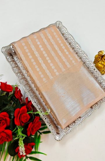 Elegant Floral Dola Silk Saree with Zari Border - MULTI COLOR