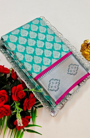 Dailywear cotton sarees premium look lightweight comfortable wear - PEACOCK GREEN (1)