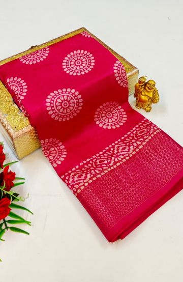 Dailywear cotton sarees premium look lightweight comfortable wear - DARK PINK (9)