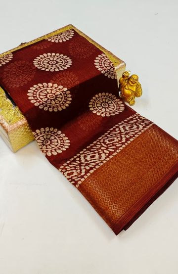 Dailywear cotton sarees premium look lightweight comfortable wear - COFEE BROWN (2)