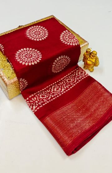 Dailywear cotton sarees premium look lightweight comfortable wear - MAROON COLOR (8)