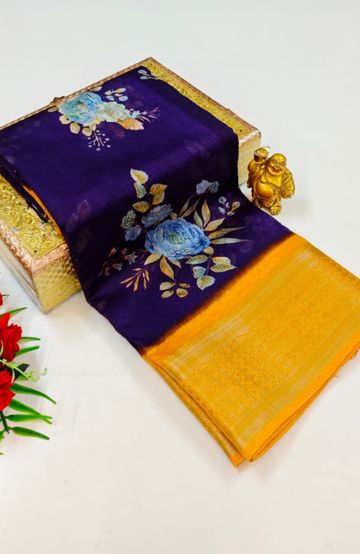 Dailywear cotton sarees premium look lightweight comfortable wear - BRINJAL COLOUR (2)
