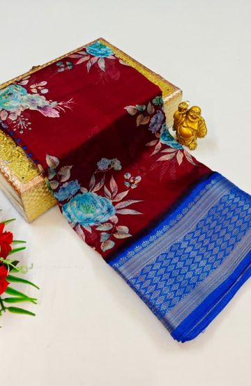 Dailywear cotton sarees premium look lightweight comfortable wear - MERUN (1)