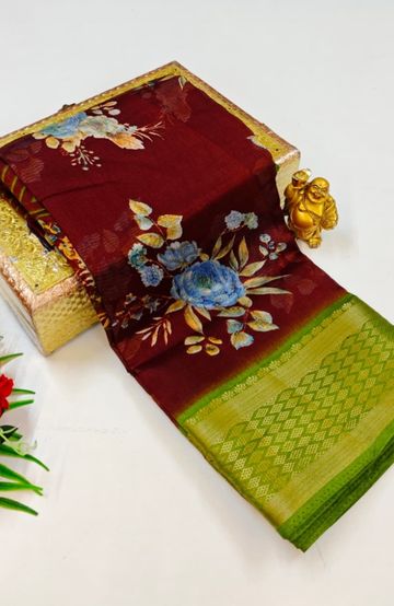 Dailywear cotton sarees premium look lightweight comfortable wear - BROWN COLOUR (4)