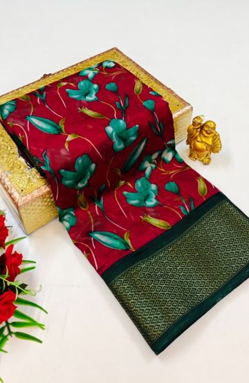 Dailywear cotton sarees premium look lightweight comfortable wear - MAROON COLOR (9)