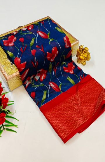 Dailywear cotton sarees premium look lightweight comfortable wear - PEACKOK BLUE (7)