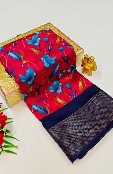 Dailywear cotton sarees premium look lightweight comfortable wear - DARK PINK (10)