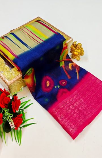 Dailywear cotton sarees premium look lightweight comfortable wear - PEACOCK BLUE