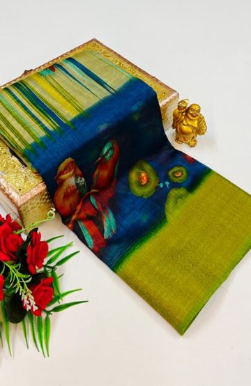 Dailywear cotton sarees premium look lightweight comfortable wear - PEACOCK GREEN (2)