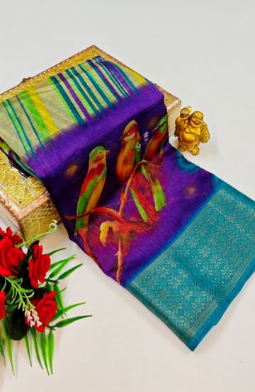 Dailywear cotton sarees premium look lightweight comfortable wear - BRINJAL COLOUR (3)