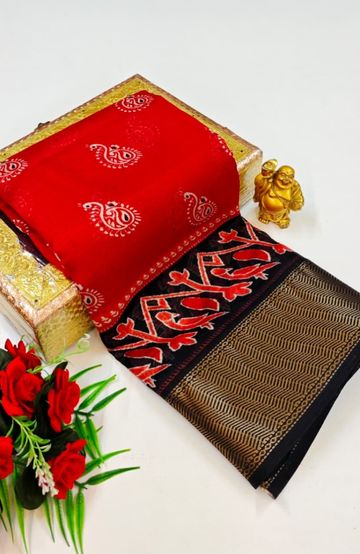 Dailywear cotton sarees premium look lightweight comfortable wear - RED (8)