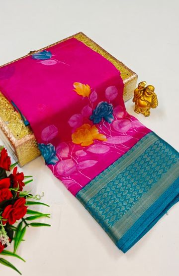 Dailywear cotton sarees premium look lightweight comfortable wear - DARK PINK (12)