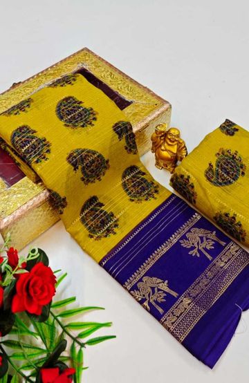 Designer party wear chiffon foil print saree - GOLD COLOUR