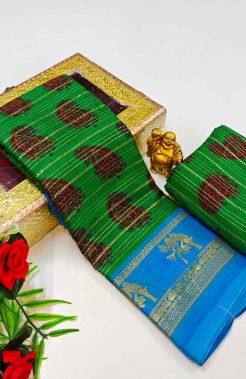 Designer party wear chiffon foil print saree - GREEN COLOUR