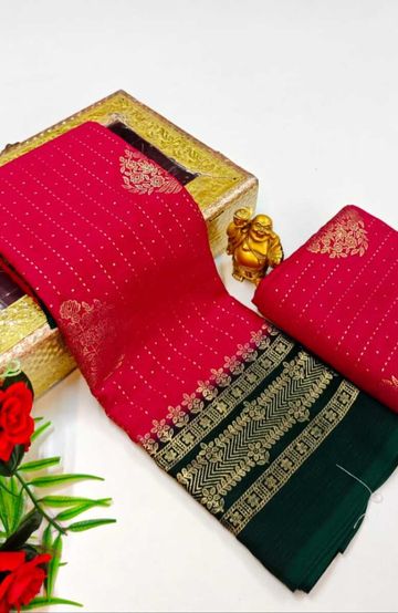 Designer party wear chiffon foil print saree - DARK PINK