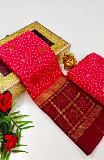 Designer Party Wear Chiffon Foil Print  saree - DARK PINK
