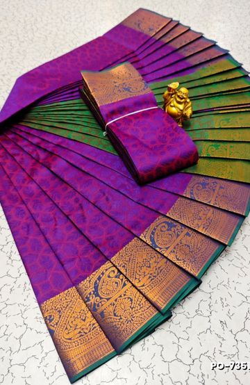 Poonthamil Elegant Traditional Saree - INDIGO COLOUR