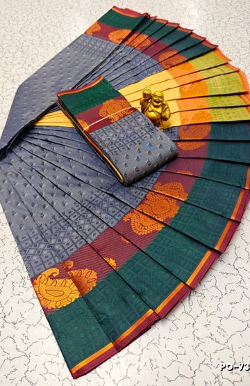 Poonthamil Elegant Traditional Saree - DARK BROWN