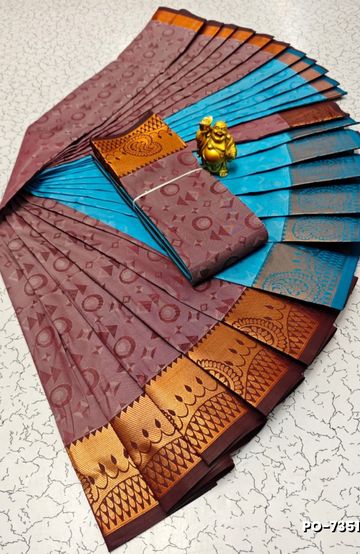 Poonthamil Elegant Traditional Saree - COFEE BROWN