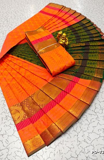 Poonthamil Elegant Traditional Saree - ORANGE
