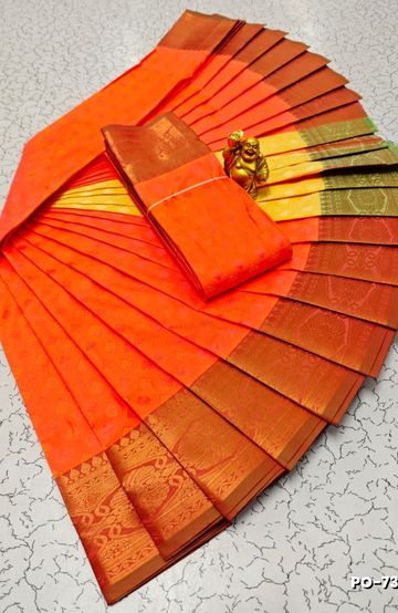 Poonthamil Elegant Traditional Saree - ORANGE N