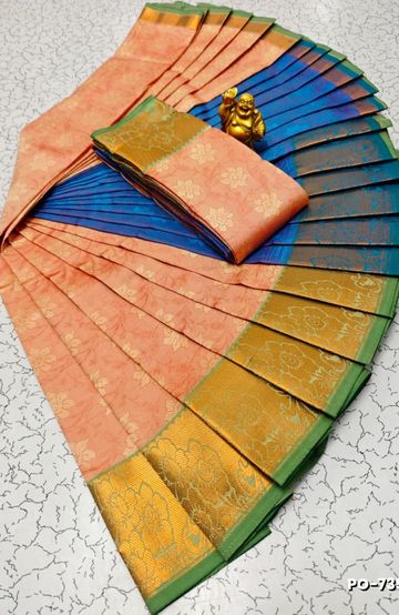 Poonthamil Elegant Traditional Saree - LIGHT ORANGE
