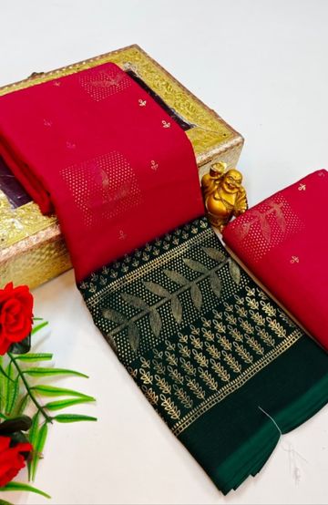 Designer party wear chiffon foil print saree - MEJANTA