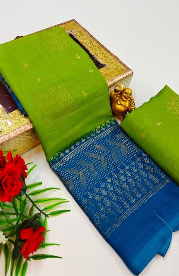 Designer party wear chiffon foil print saree - LEMON YELLOW N (1)