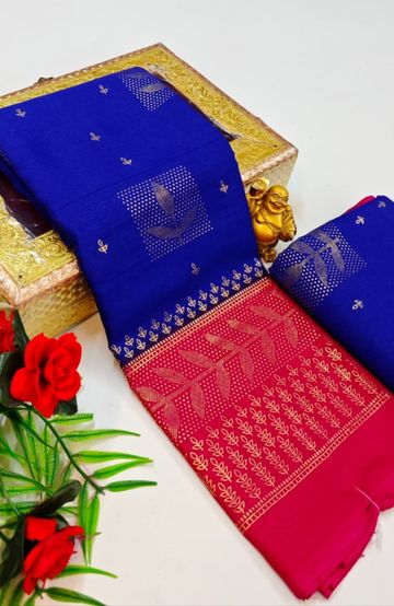 Designer party wear chiffon foil print saree - NORMAL  BLUE (1)