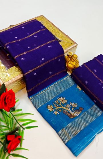 Designer party wear chiffon foil print saree - BRINJAL COLOUR (2)