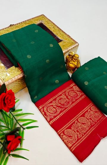 Designer party wear chiffon foil print saree - DARK GREEN