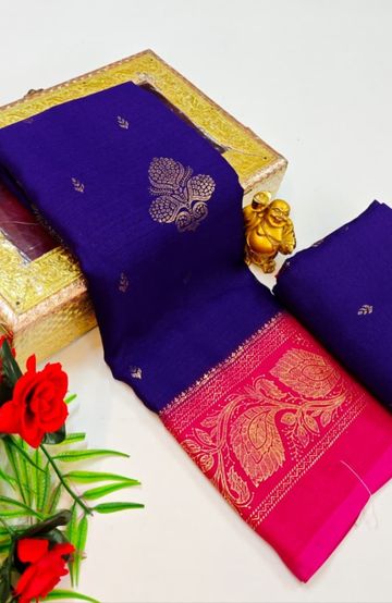 Designer party wear chiffon foil print saree - INDIGO COLOUR