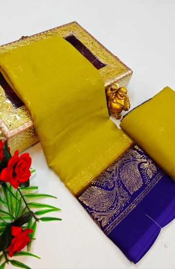 Designer party wear chiffon foil print saree - LITE GREEN