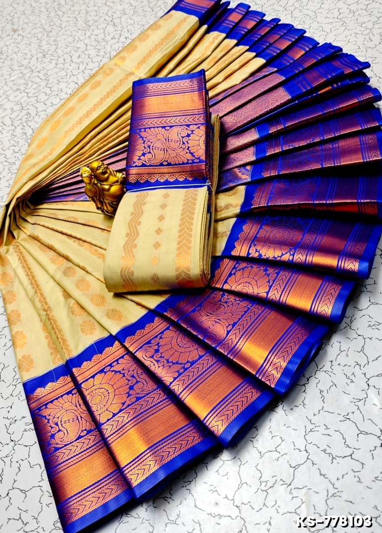 FANCY  All SELF SOFT SILK SAREES WITH KOTTANCHI BORDER - GOLD