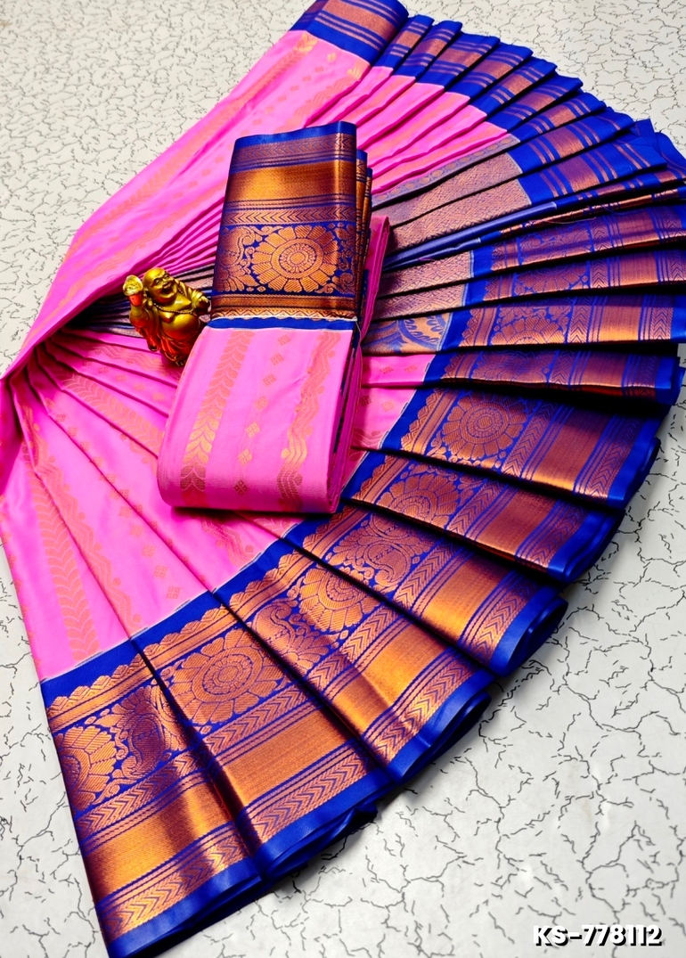 FANCY  All SELF SOFT SILK SAREES WITH KOTTANCHI BORDER - PINK
