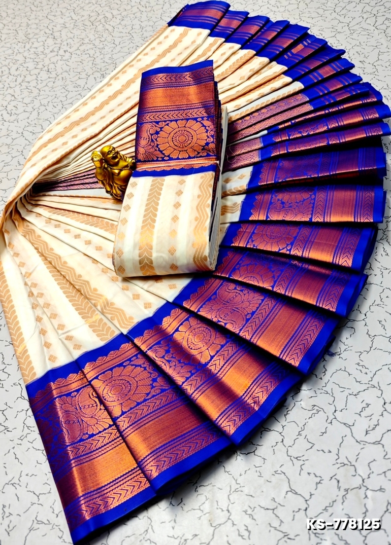 FANCY  All SELF SOFT SILK SAREES WITH KOTTANCHI BORDER - WHITE