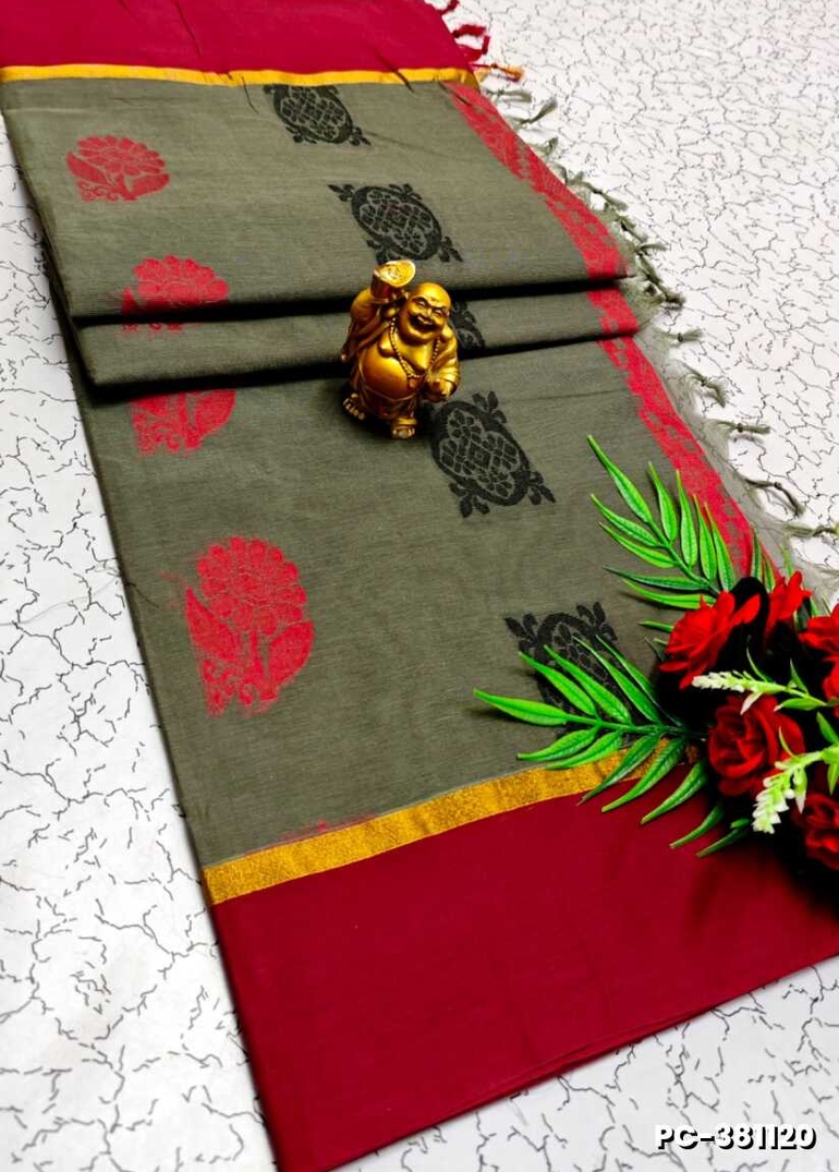 PURE COTTON HAND WORK BUTTAS SAREES SUMMER SPECIAL COLLECTION - AS COLOR