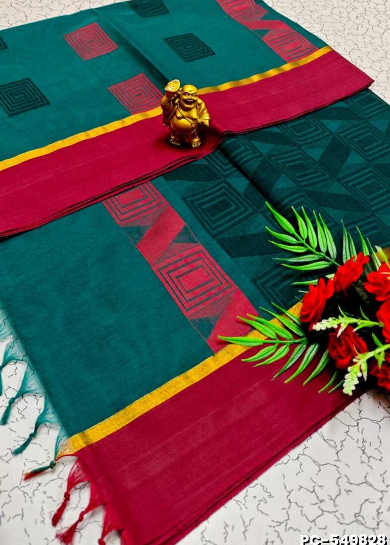 PURE COTTON HAND WORK BUTTAS SAREES SUMMER SPECIAL COLLECTION - BULE