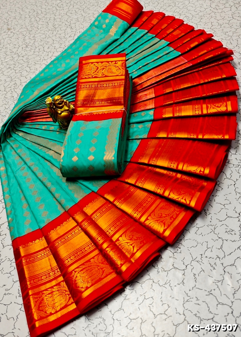 FANCY  All SELF SOFT SILK SAREES WITH KOTTANCHI SOFT SILK - TEAL COLOUR