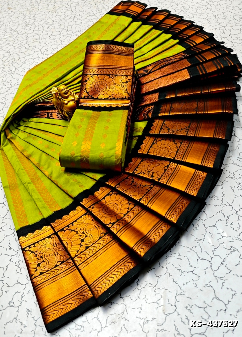 FANCY  All SELF SOFT SILK SAREES WITH KOTTANCHI SOFT SILK - MEHENDHI GREEN