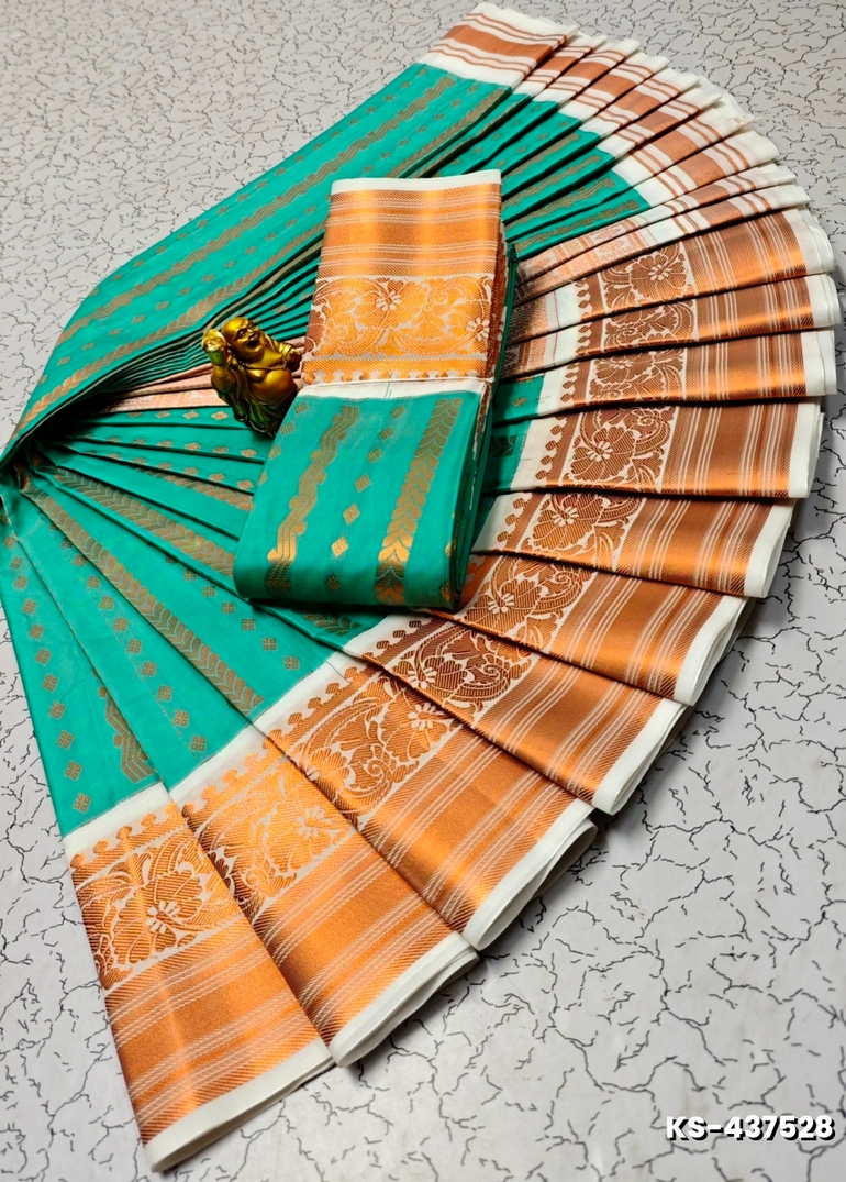 FANCY  All SELF SOFT SILK SAREES WITH KOTTANCHI SOFT SILK - BULE
