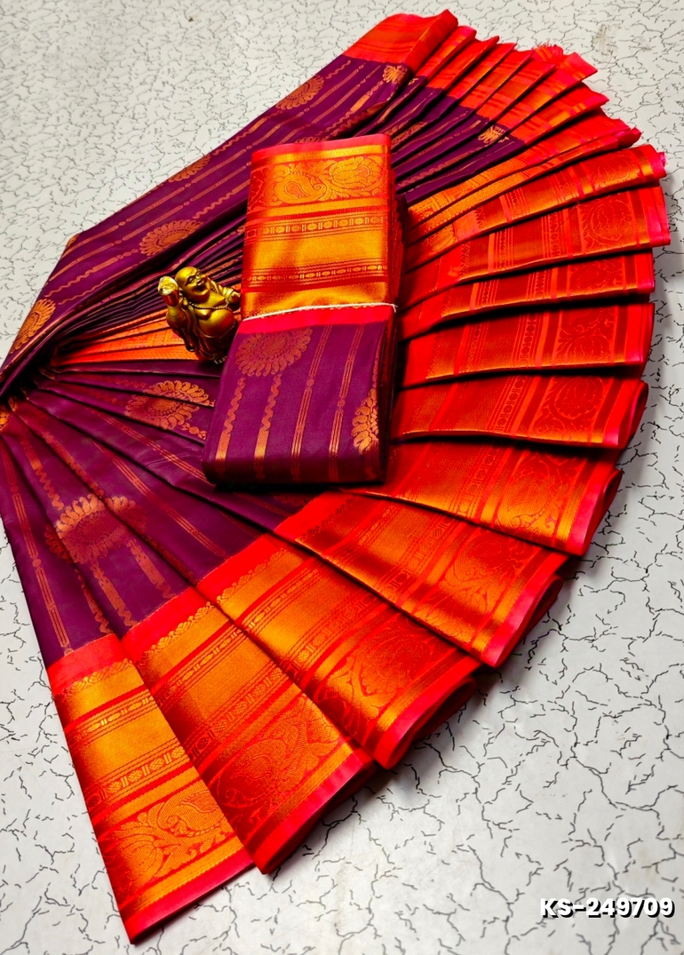 FANCY  All SELF SOFT SILK SAREES WITH KOTTANCHI SAREE - PURPLE COLOUR
