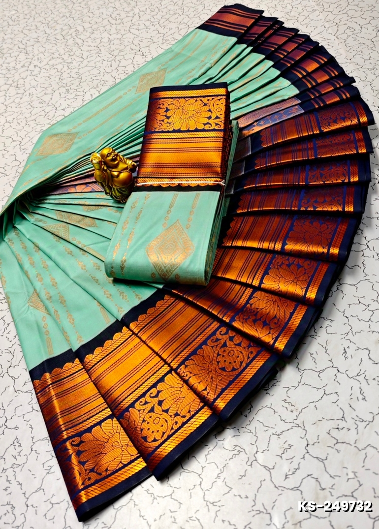 FANCY  All SELF SOFT SILK SAREES WITH KOTTANCHI SAREE - LIGHT SKY BLUE